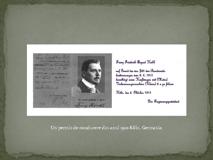 Un permis de conducere din anul 1910 Köln, Germania 