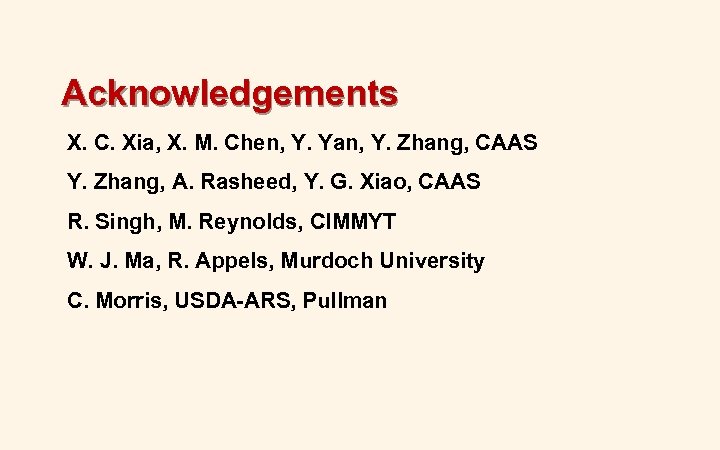 Acknowledgements X. C. Xia, X. M. Chen, Y. Yan, Y. Zhang, CAAS Y. Zhang,