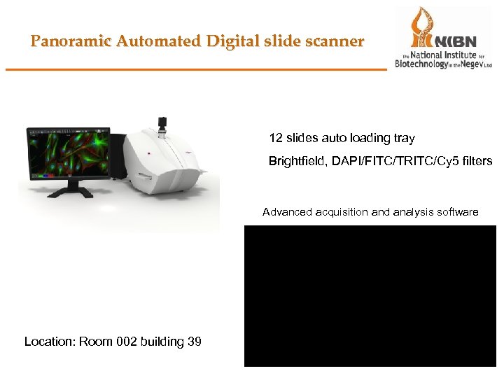 Panoramic Automated Digital slide scanner 12 slides auto loading tray Brightfield, DAPI/FITC/TRITC/Cy 5 filters