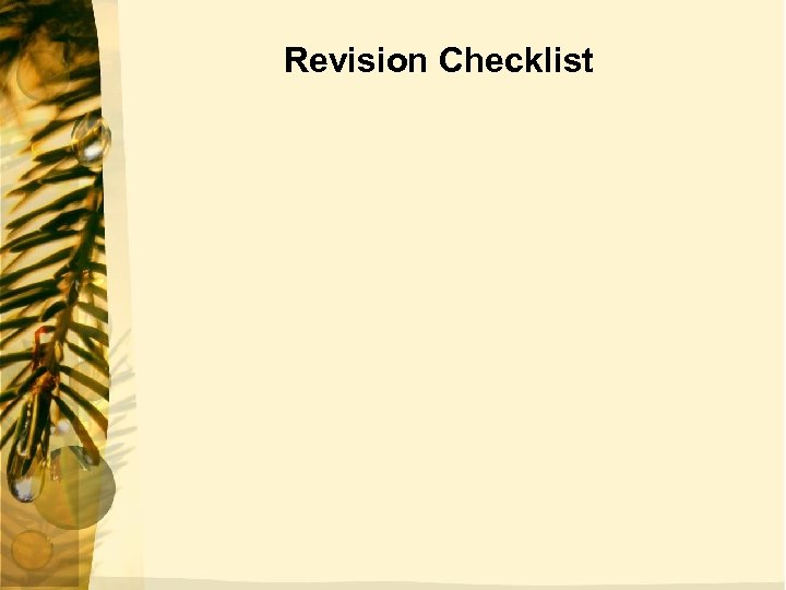 Revision Checklist 