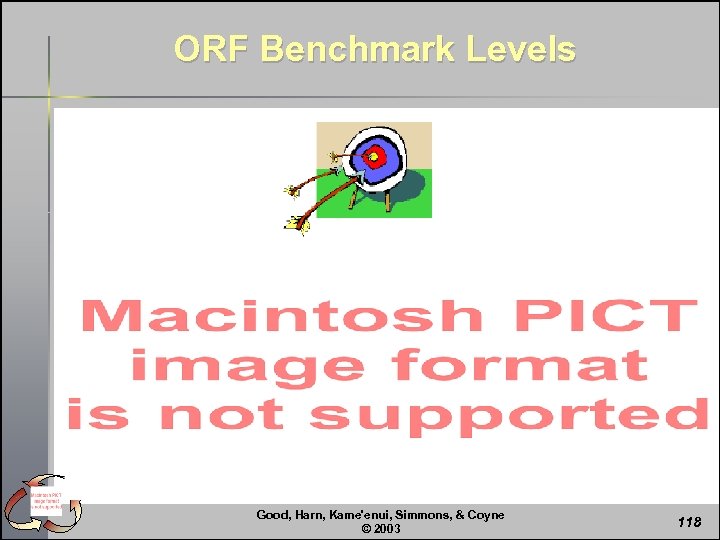 ORF Benchmark Levels Good, Harn, Kame'enui, Simmons, & Coyne © 2003 118 