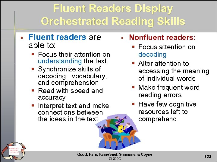 Fluent Readers Display Orchestrated Reading Skills § Fluent readers are able to: § Focus