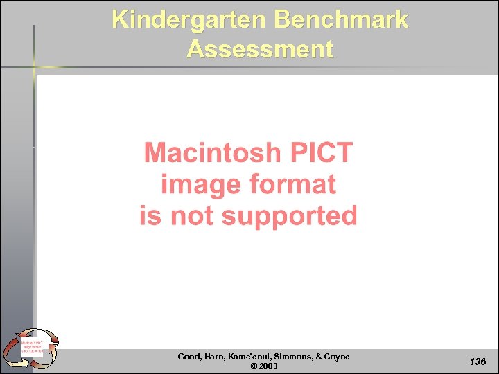 Kindergarten Benchmark Assessment Good, Harn, Kame'enui, Simmons, & Coyne © 2003 136 