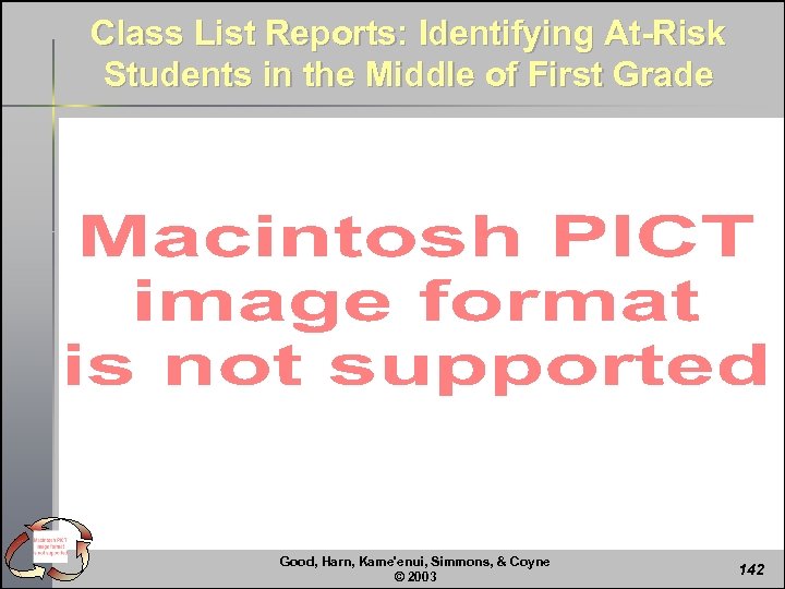 Class List Reports: Identifying At-Risk Students in the Middle of First Grade Good, Harn,