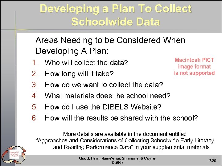 Developing a Plan To Collect Schoolwide Data Areas Needing to be Considered When Developing