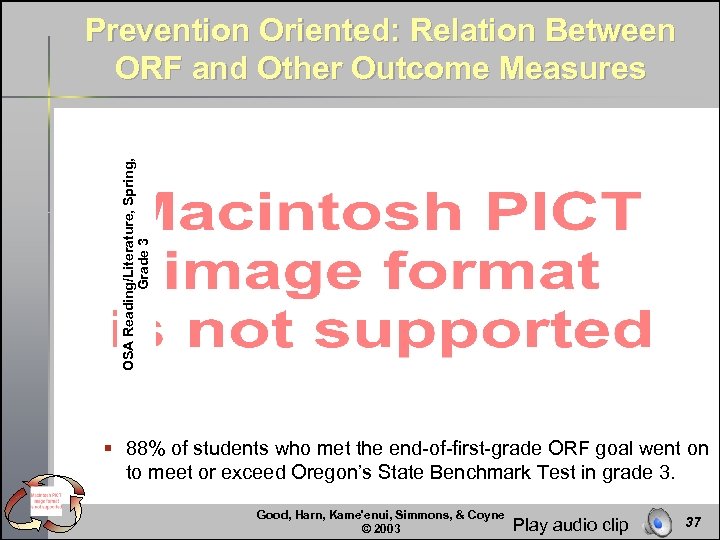 OSA Reading/Literature, Spring, Grade 3 Prevention Oriented: Relation Between ORF and Other Outcome Measures