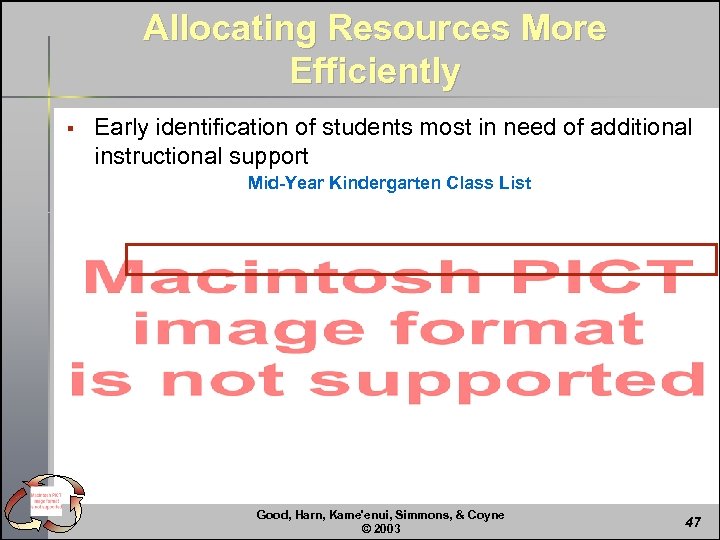 Allocating Resources More Efficiently § Early identification of students most in need of additional