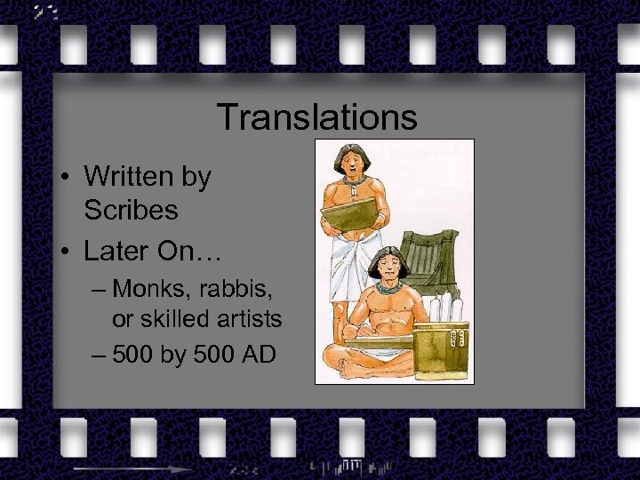 Translations • Written by Scribes • Later On… – Monks, rabbis, or skilled artists