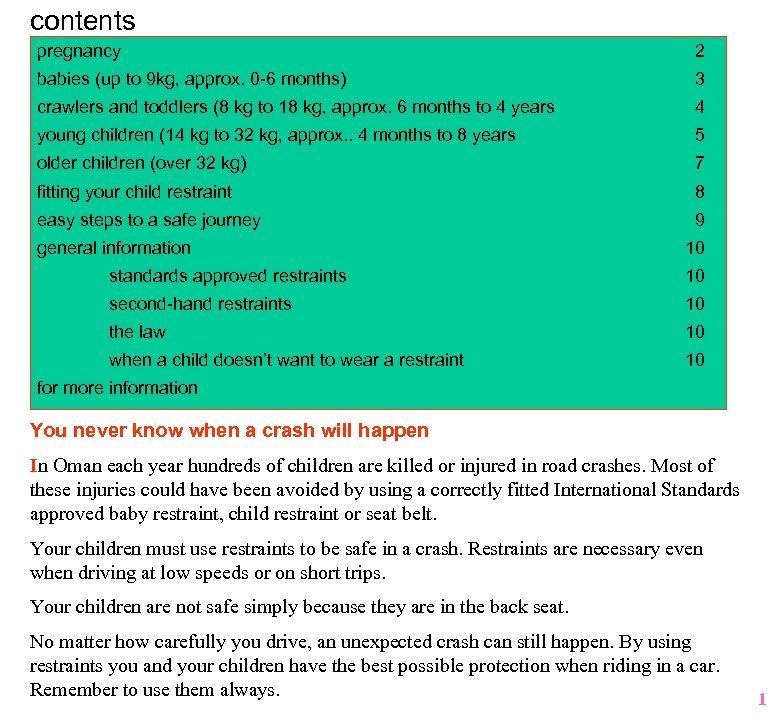 contents pregnancy 2 babies (up to 9 kg, approx. 0 -6 months) 3 crawlers