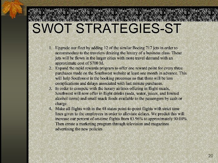 SWOT STRATEGIES-ST 20 