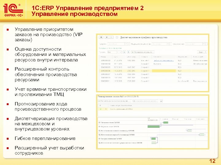 1 С: ERP Управление предприятием 2 Управление производством n n n n Управление приоритетом