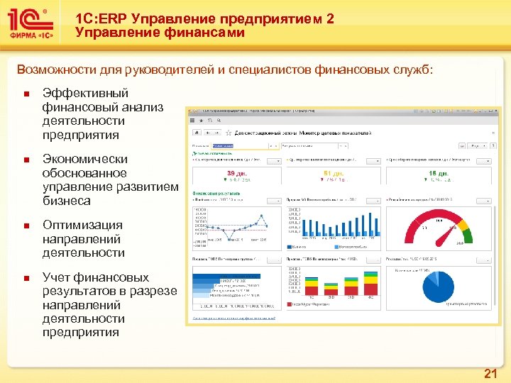 1 С: ERP Управление предприятием 2 Управление финансами Возможности для руководителей и специалистов финансовых