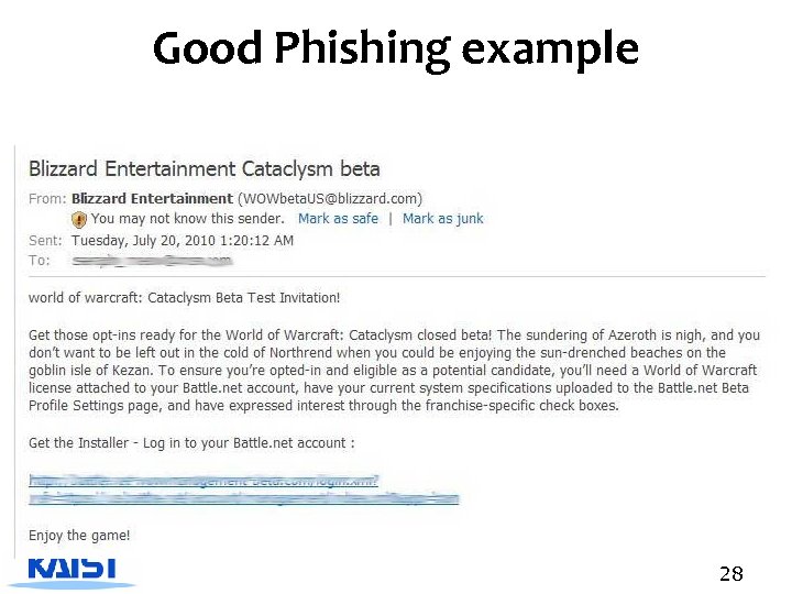 Good Phishing example 28 