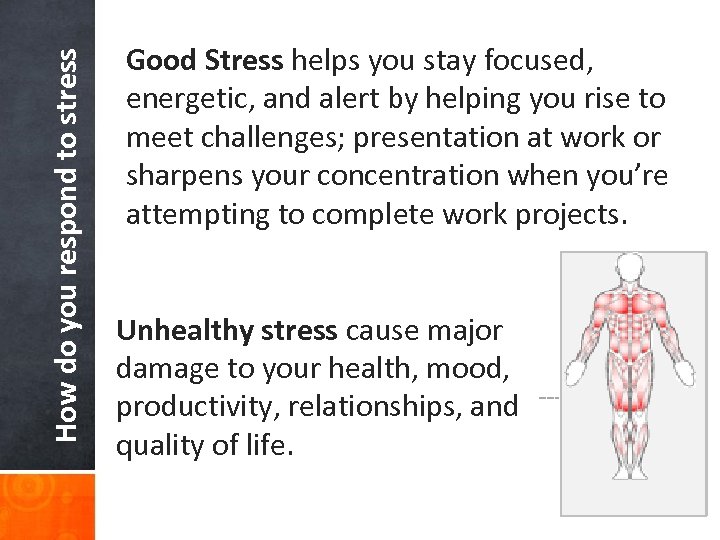 How do you respond to stress Good Stress helps you stay focused, energetic, and
