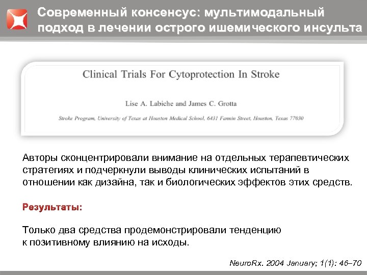 Современный консенсус: мультимодальный подход в лечении острого ишемического инсульта Авторы сконцентрировали внимание на отдельных