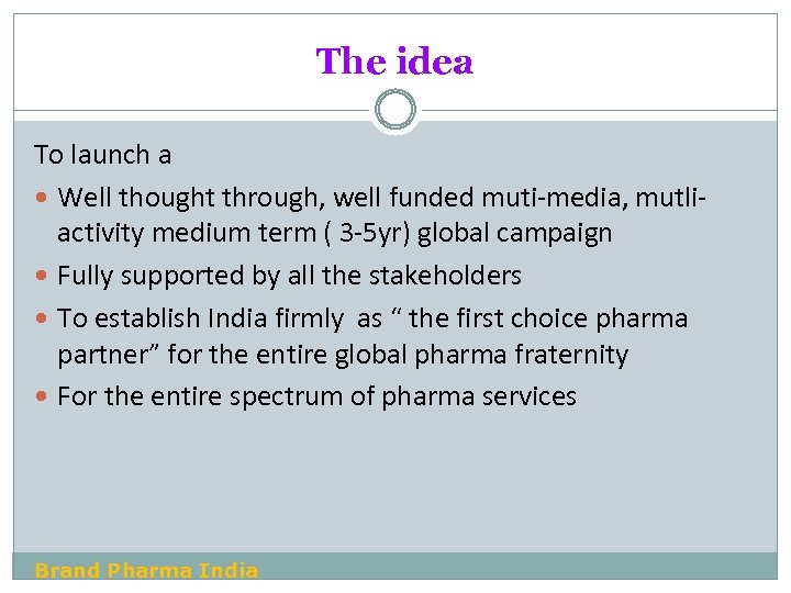 The idea To launch a Well thought through, well funded muti-media, mutliactivity medium term