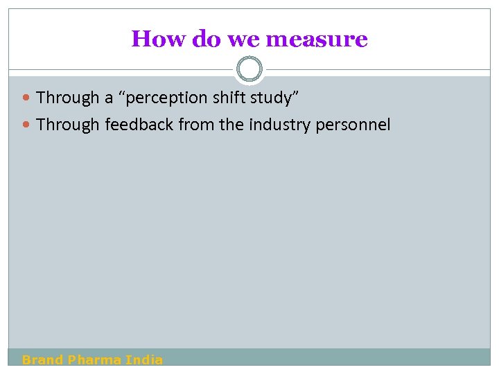 How do we measure Through a “perception shift study” Through feedback from the industry