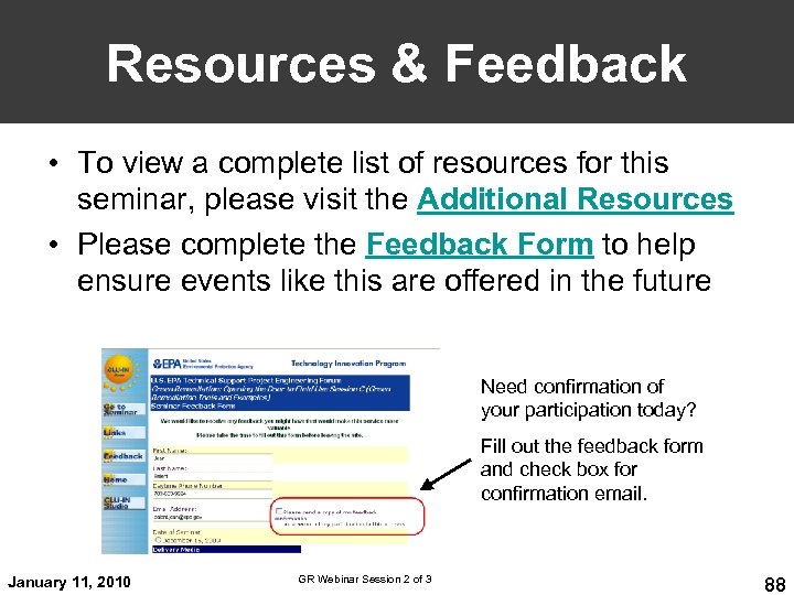 Resources & Feedback • To view a complete list of resources for this seminar,