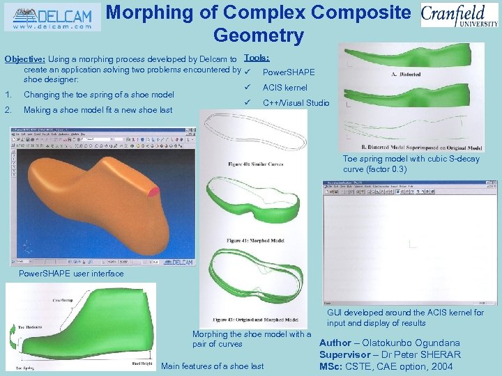 Morphing of Complex Composite Geometry Objective: Using a morphing process developed by Delcam to