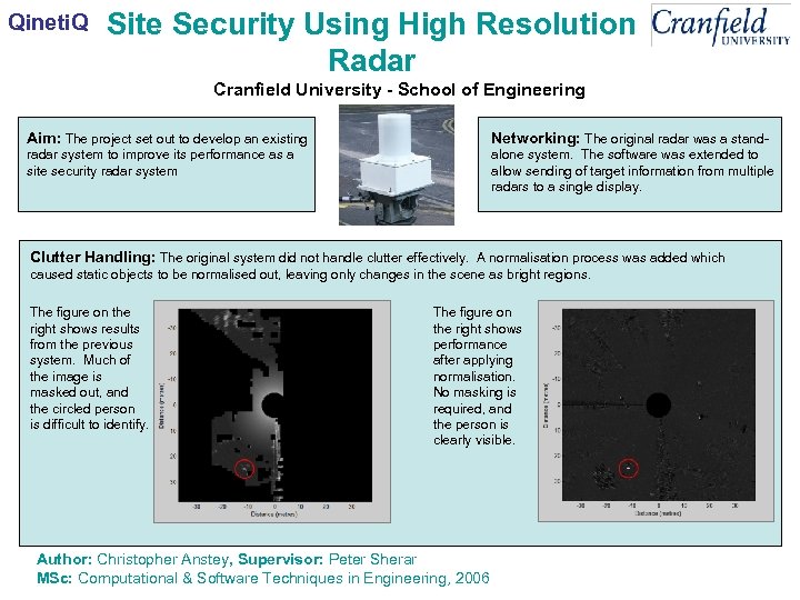 Qineti. Q Site Security Using High Resolution Radar Cranfield University - School of Engineering