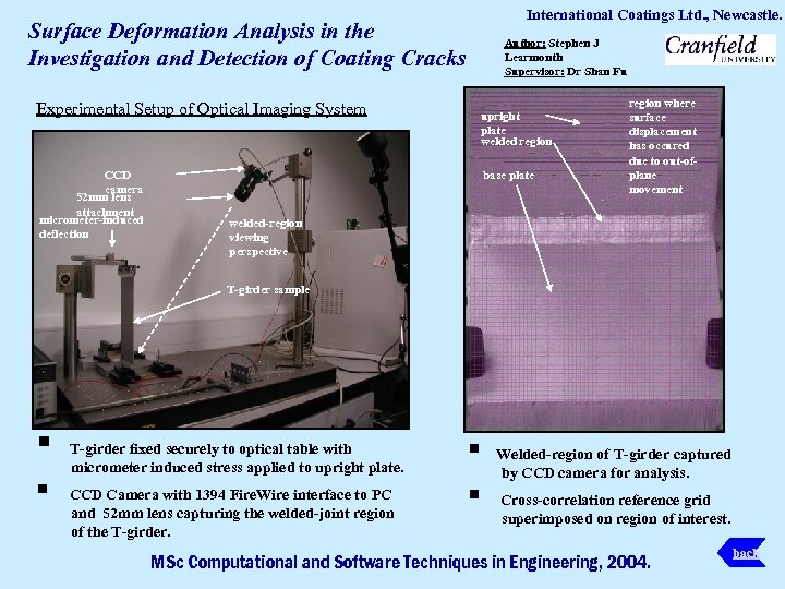 Surface Deformation Analysis in the Investigation and Detection of Coating Cracks Experimental Setup of