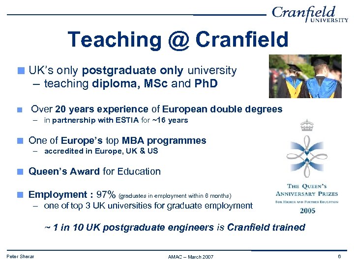Teaching @ Cranfield UK’s only postgraduate only university – teaching diploma, MSc and Ph.