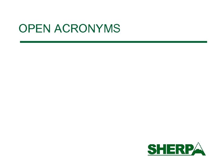 OPEN ACRONYMS 