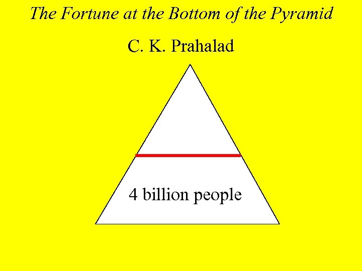The Fortune at the Bottom of the Pyramid C. K. Prahalad 4 billion people
