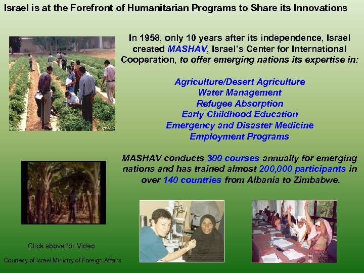 Israel is at the Forefront of Humanitarian Programs to Share its Innovations In 1958,