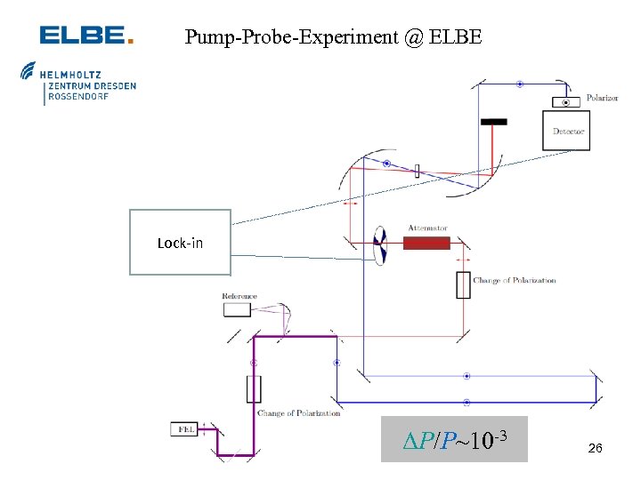 Pump-Probe-Experiment @ ELBE Lock-in ΔP/P~10 -3 26 