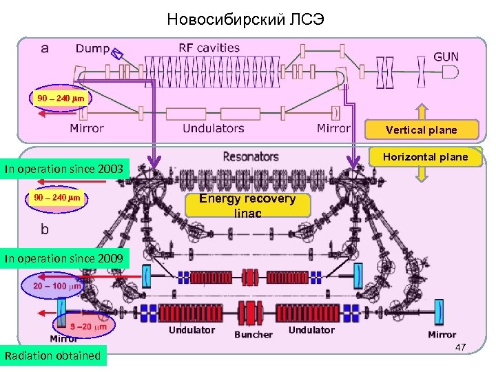 Новосибирский ЛСЭ 90 – 240 mm Vertical plane Horizontal plane In operation since 2003