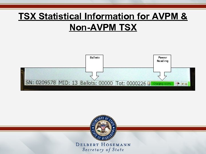 TSX Statistical Information for AVPM & Non-AVPM TSX Ballots Power Reading 