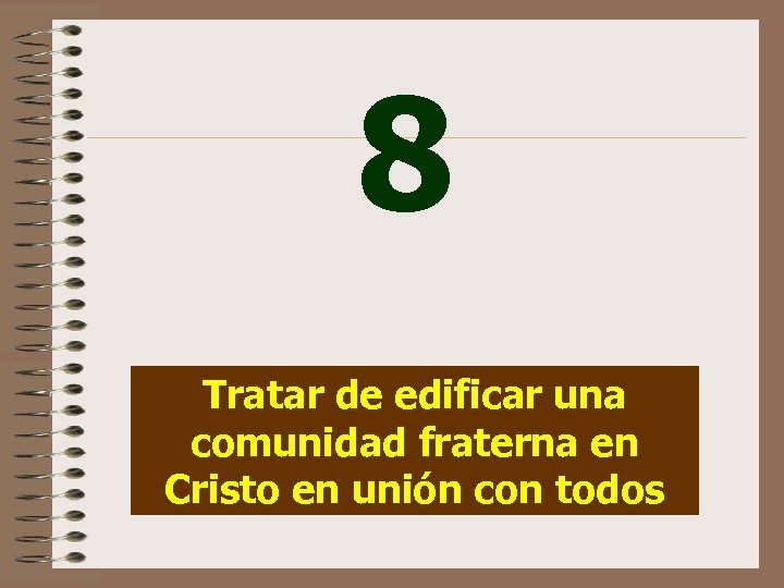 8 Tratar de edificar una comunidad fraterna en Cristo en unión con todos 