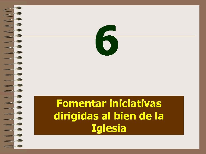 6 Fomentar iniciativas dirigidas al bien de la Iglesia 