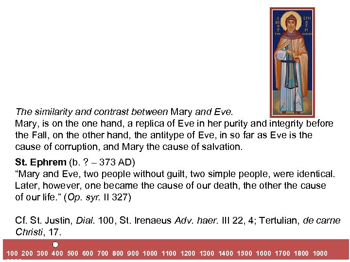 The similarity and contrast between Mary and Eve. Mary, is on the one hand,