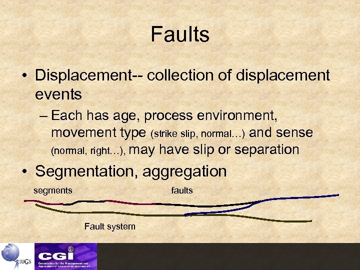 Faults • Displacement-- collection of displacement events – Each has age, process environment, movement
