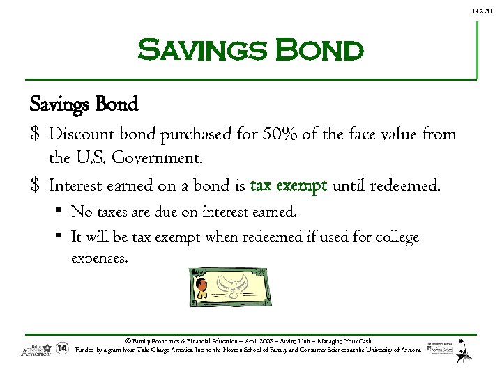 1. 14. 2. G 1 Savings Bond $ Discount bond purchased for 50% of