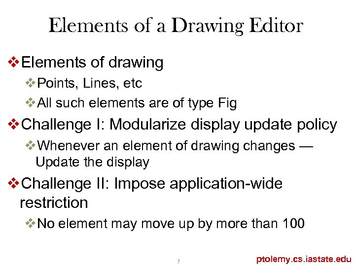 Elements of a Drawing Editor v. Elements of drawing v. Points, Lines, etc v.