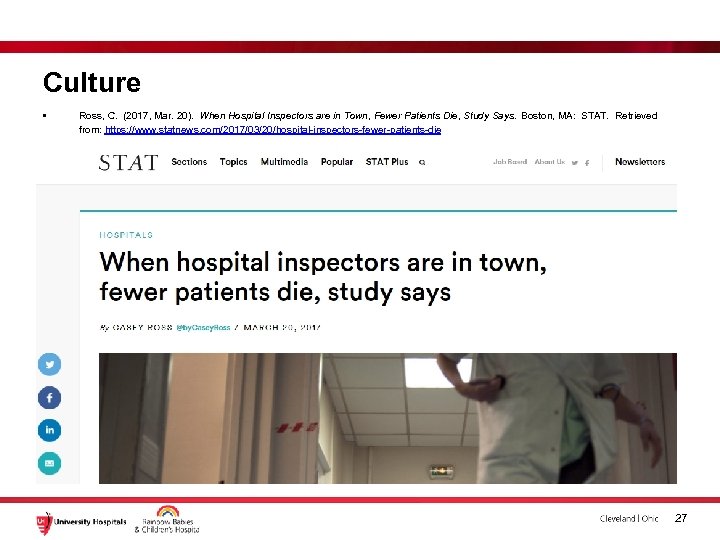 Culture • Ross, C. (2017, Mar. 20). When Hospital Inspectors are in Town, Fewer