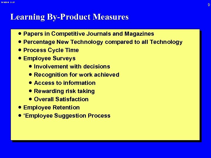 3/15/2018 21: 27 Learning By-Product Measures · Papers in Competitive Journals and Magazines ·