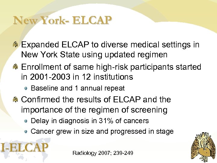 New York- ELCAP Expanded ELCAP to diverse medical settings in New York State using