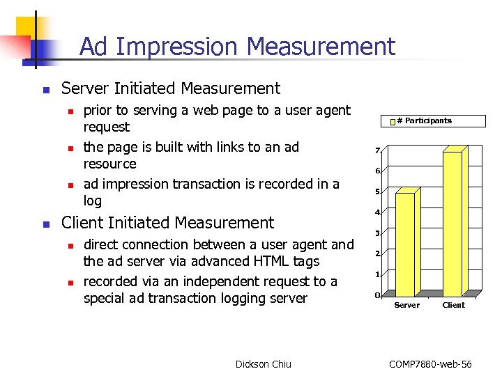 Ad Impression Measurement n Server Initiated Measurement n n prior to serving a web