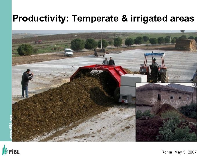 www. fibl. org Productivity: Temperate & irrigated areas Rome, May 3, 2007 