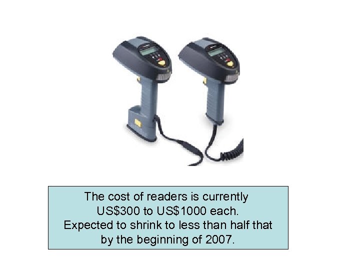 The cost of readers is currently US$300 to US$1000 each. Expected to shrink to