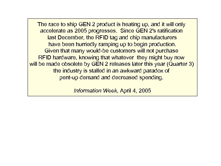 The race to ship GEN 2 product is heating up, and it will only