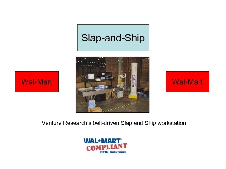 Slap-and-Ship Wal-Mart Venture Research’s belt-driven Slap and Ship workstation 