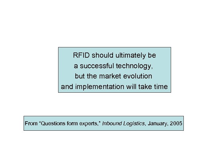 RFID should ultimately be a successful technology, but the market evolution and implementation will