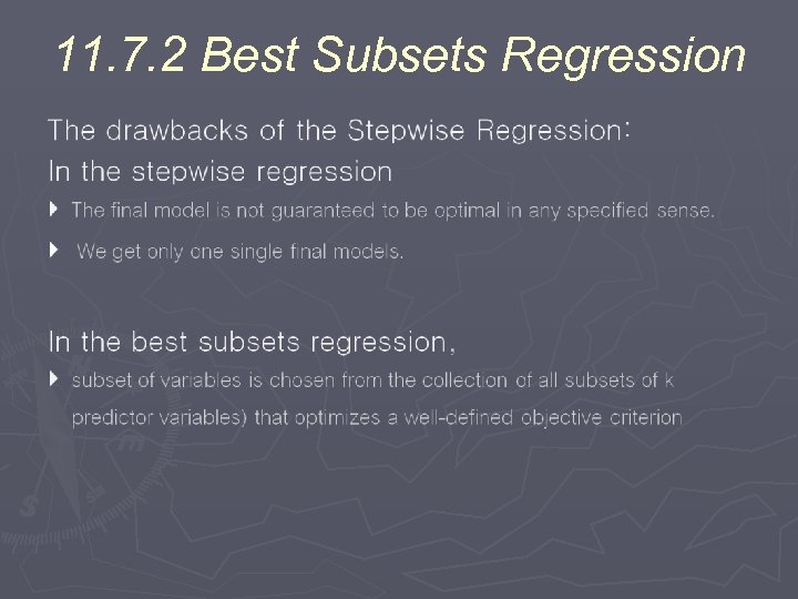 11. 7. 2 Best Subsets Regression 