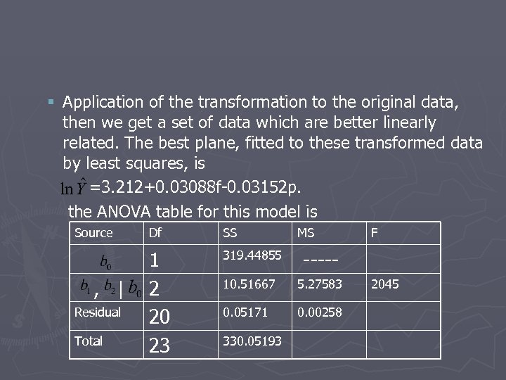 § Application of the transformation to the original data, then we get a set