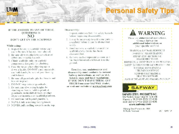 Personal Safety Tips USA (v. 2008) 20 